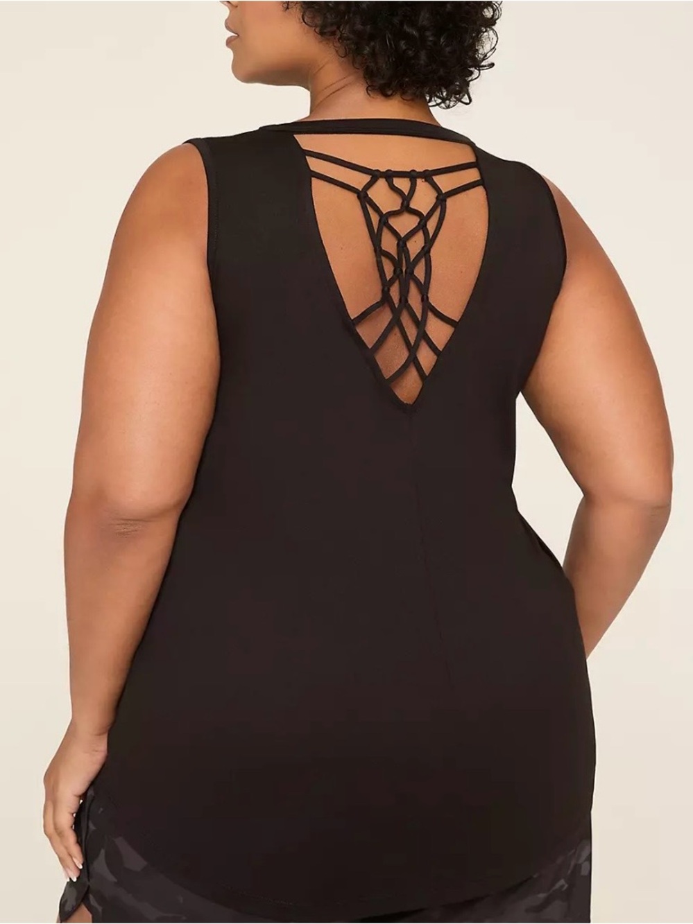 Lane Bryant LIVI Black Lattice Strappy Cage V-Neck Tank Sleeveless  Size 18/20